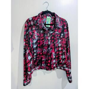 Notations Black Red Sparkly Long Sleeve Short Jacket L